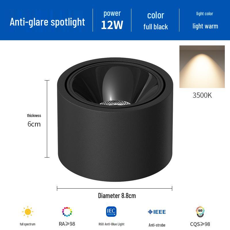 Ultra-Thin Adjustable Angle Anti-Glare Bullseye Spotlight for Living Room Ceiling