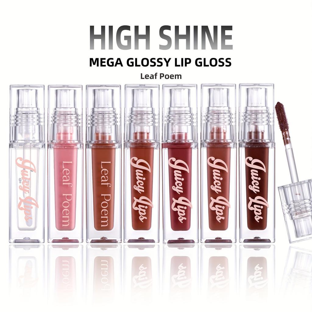 High Gloss Liquid Lip Gloss Hydrating and Moisturizing Plumping Lip Glaze  Brown Shades, Shimmer Finish Lipstick Gift