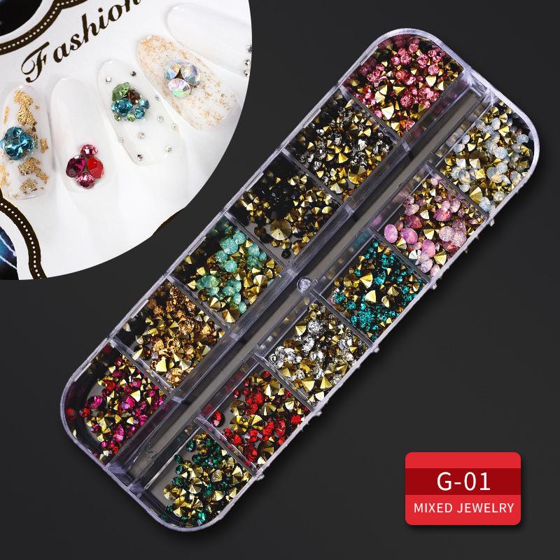 Nail Parts Nail Art Glitter Rhinestone Crystal Gems Jewelry Bead Manicure Decoration Accessories Nail Supplies for Professionals