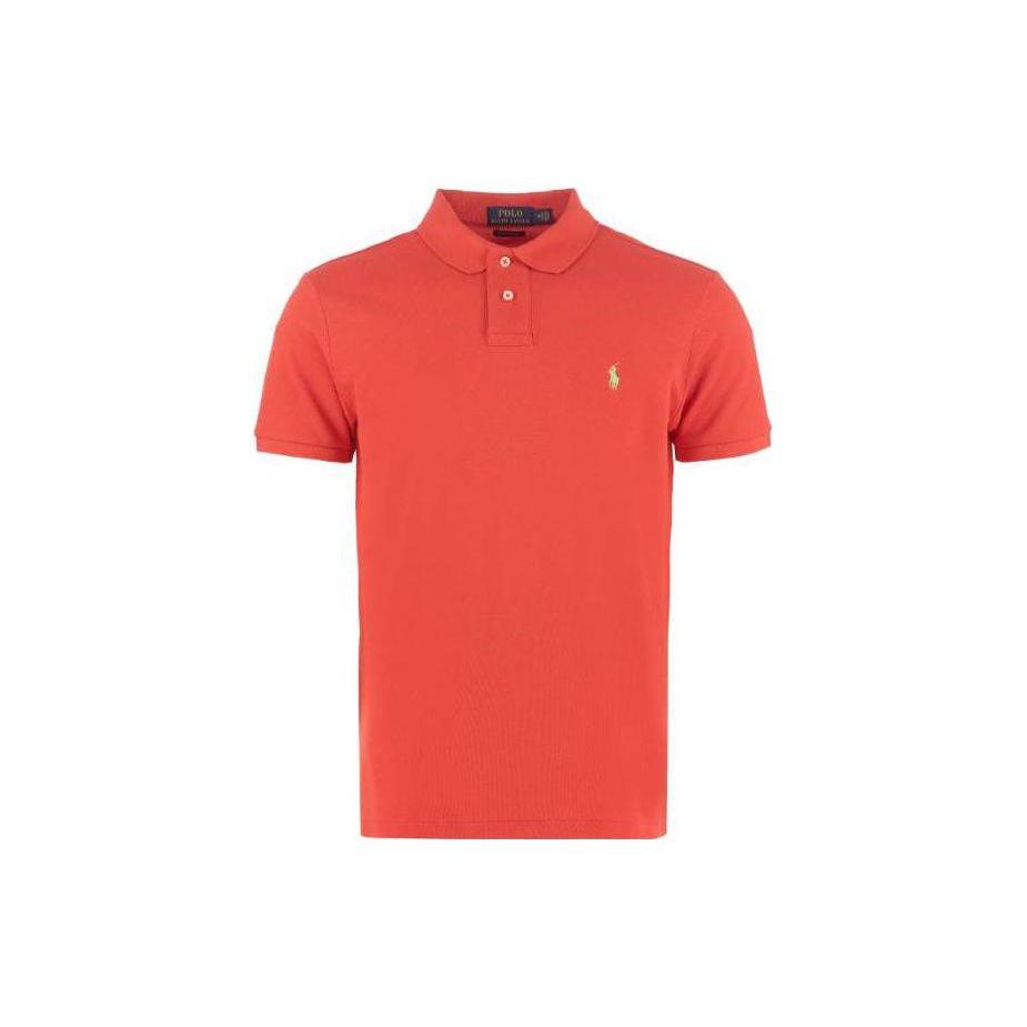 Polo Ralph Lauren SS22 Однотонная простая футболка-поло с коротким рукавом Мужские топы Красный 710680784-269