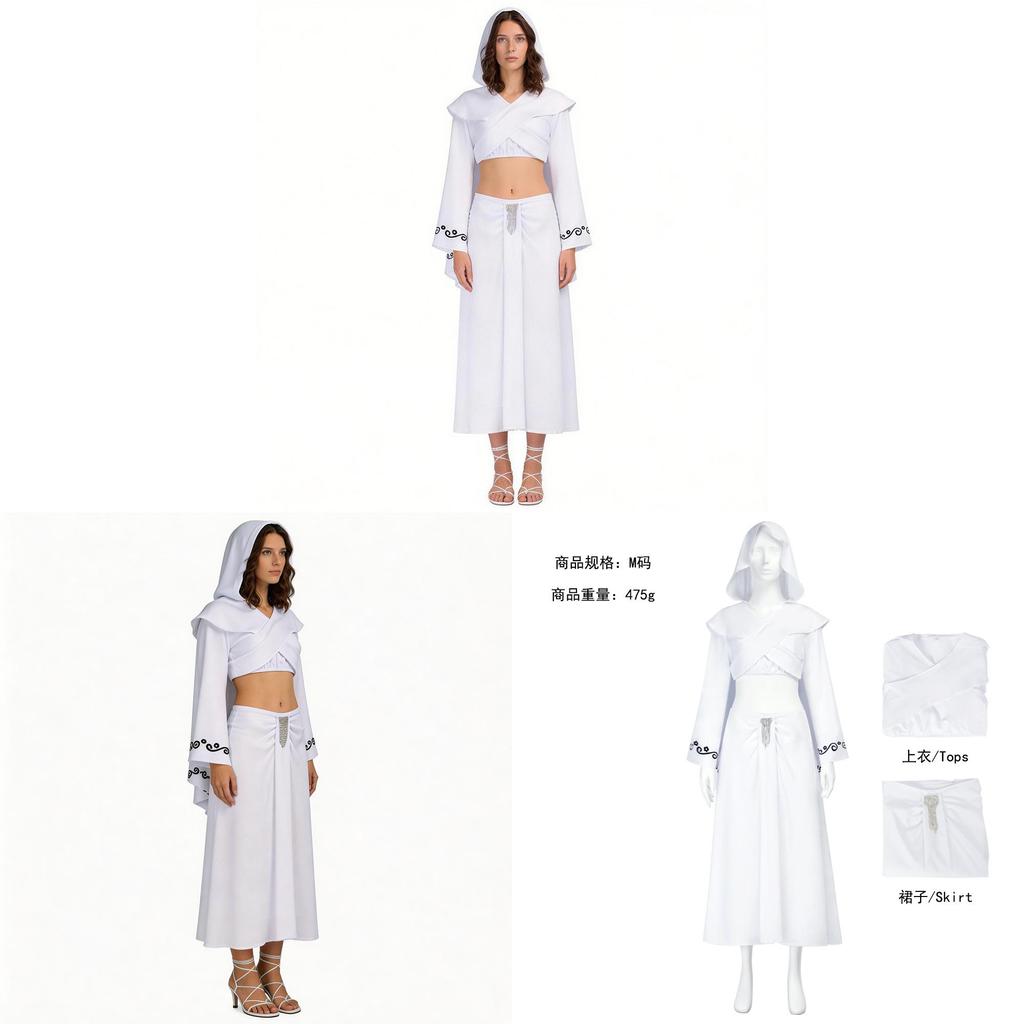 Padme Amidala Cosplay Costume With Polyester Fabric For Halloween And Drama Performances