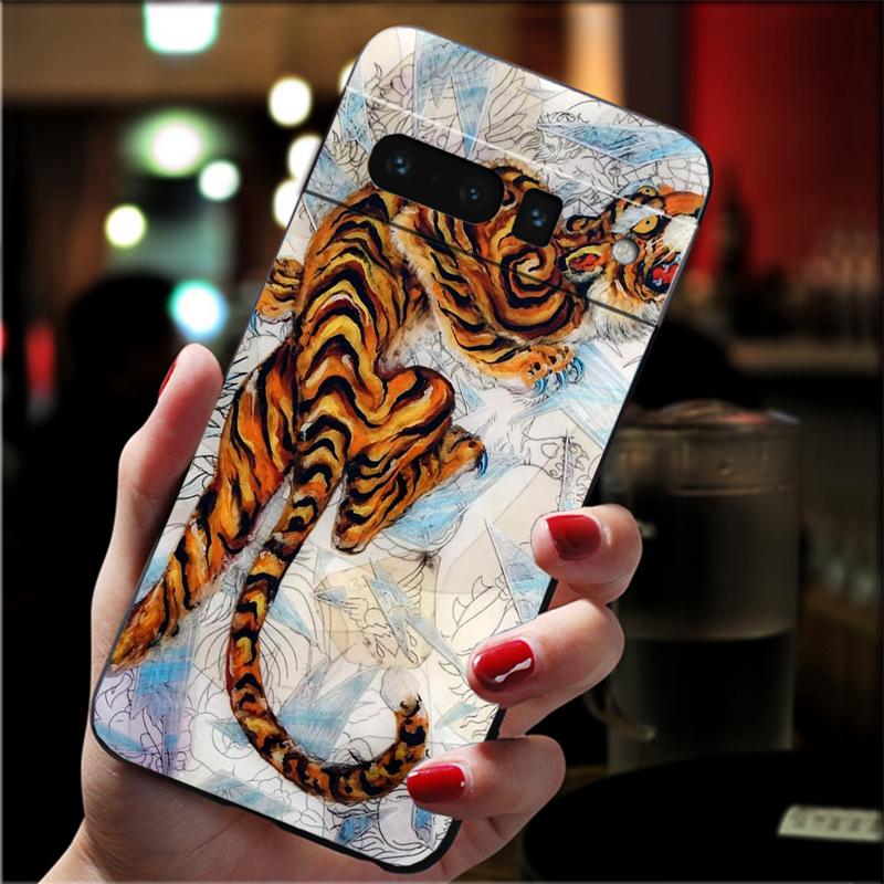 Phone Case For Google Pixel 10 9 Pro XL 9A 8 7 6 Pro Pixel 8A 7A 6A Pixel 8 7 6 5 Japanese ukiyo-e Art Panther leopard Tiger