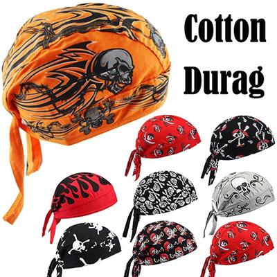Хлопковый череп Durag Полихромный головной платок Бандана Кепка в стиле хип-хоп Пиратский тюрбан Полевые велосипедные кепки