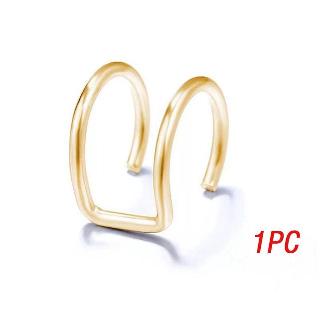 Поддельные серьги-каффы для пирсинга, двойные круглые серьги-каффы, искусственные серьги для женщин и мужчин, винтажные манжеты в стиле хип-хоп, зажимы для ушей, аксессуары, корейская мода