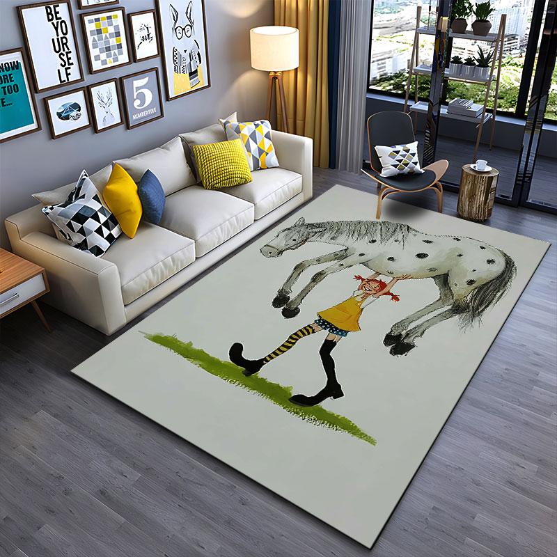 Girl Lifting Spotted Horse Pattern suitable as a non-slip mat for the living room or bedroom sofa