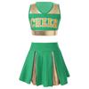 Kids Girls Cheerleading Costume Cheerleader Uniform Sleeveless V Neckline Letter Print Crop Top with Elastic Waistband Skirt
