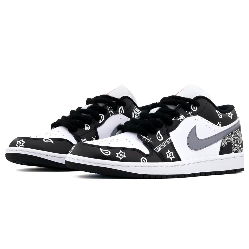 Jordan Air Jordan 1 Leather Low top Vintage Basketball Shoes Unisex Black 553558-165(Team-BOX)-Random packaging bags