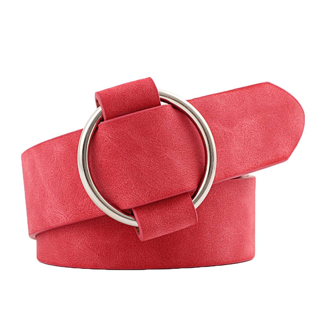 Новый Высококачественный женский модный ремень с металлической круглой пряжкой без иглы для джинсов