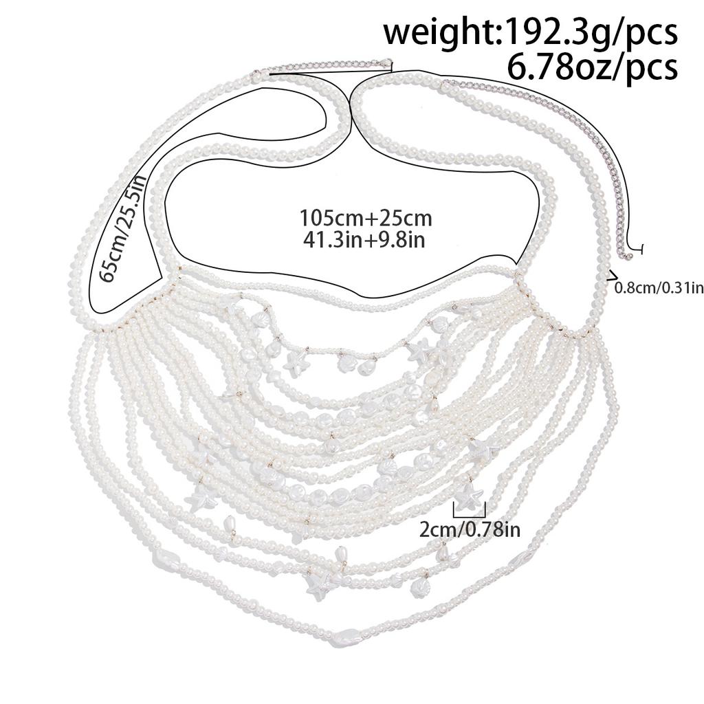 Holiday Style Starfish Scallop Pendant Waist Necklace Sexy Bikini Pearl Braided Body Necklace