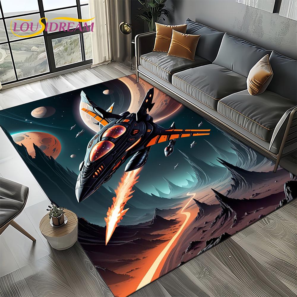 3D Космический Спитфайр Самолет ВВС Реактивный Истребитель Мультяшный Ковер Коврик для Гостиной Спальни Дивана Украшение, Нескользящий Напольный Коврик