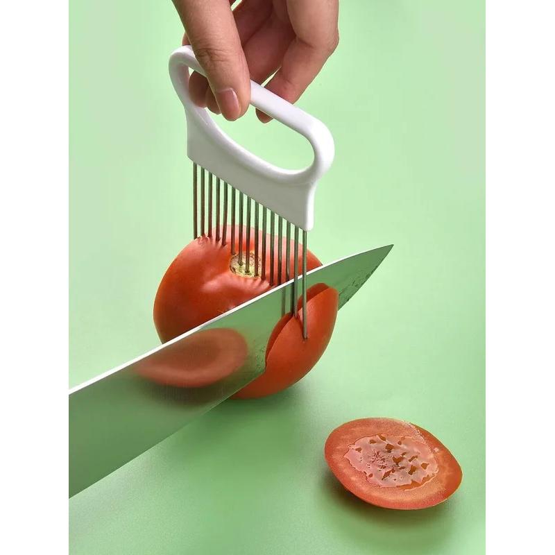 Slice Onions with this 1pc Colorful Onion Slicer Kitchen stainless steel potato chip onion holder 4