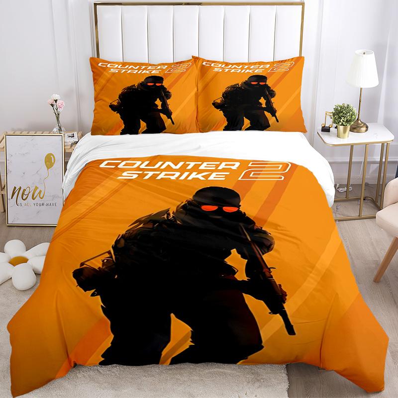 3 шт. Игровой комплект постельного белья Counter-Strike 2 - Идеально для спальни, гостевой комнаты, гостиной, декора отеля - Идеальный подарок для фанатов, путешественников, для повседневного использования