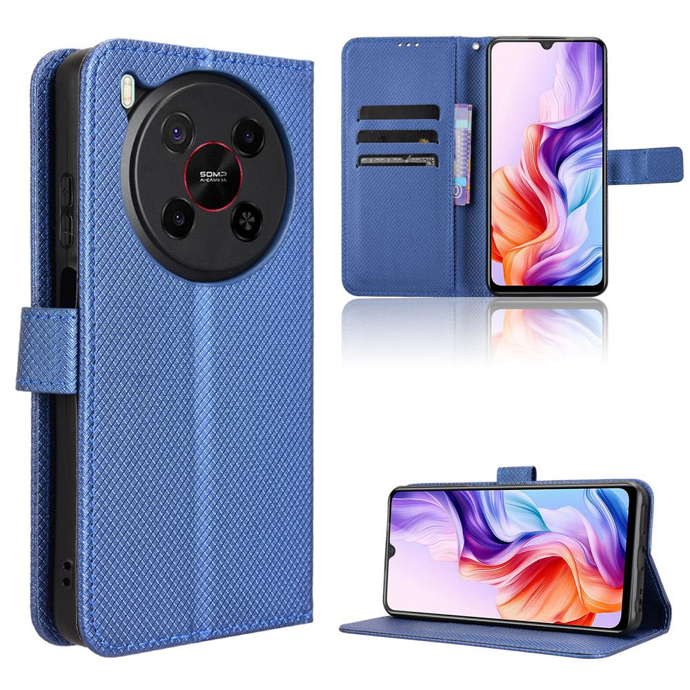 For ZTE Blade V70 Max Leather Wallet Case with Strap Diamond Texture Phone Cover