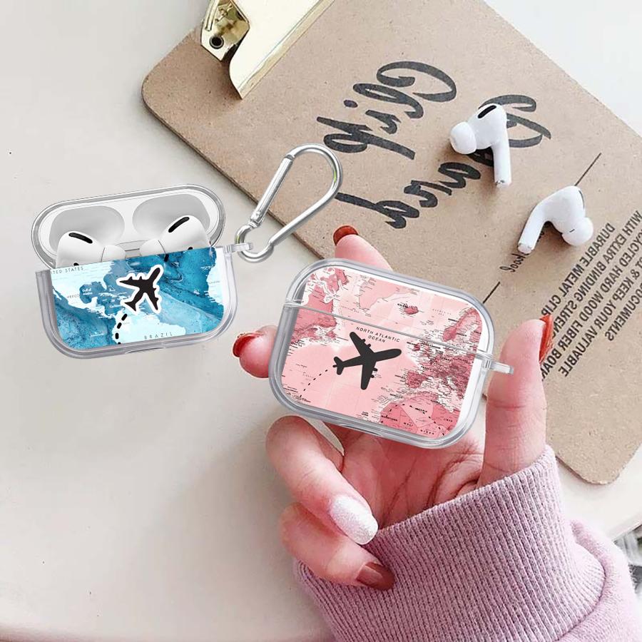 Чехол для Airpods 2 Pro 1 3 Pro3 Pro2 4 Прозрачный Чехол для Наушников Обложка Карта Самолета