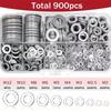 Boxed Flat Washer Assortment, 900pcs, M2-M12 O-ring Metal Washers