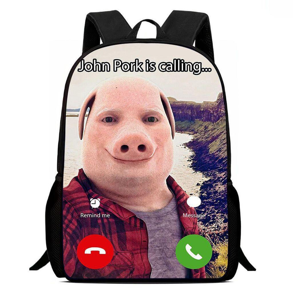 Школьный рюкзак Johnpork Pig God с геометрическим принтом для подростков и студентов