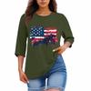Women's Print Round Neck Top With Three Quarter Sleeves T-Shirt Three Quarter Sleeves T-Shirt