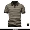AIOPESON Мужская трикотажная рубашка поло в полоску с V-образным вырезом и коротким рукавом, летний трикотажный дышащий топ поло для мужчин