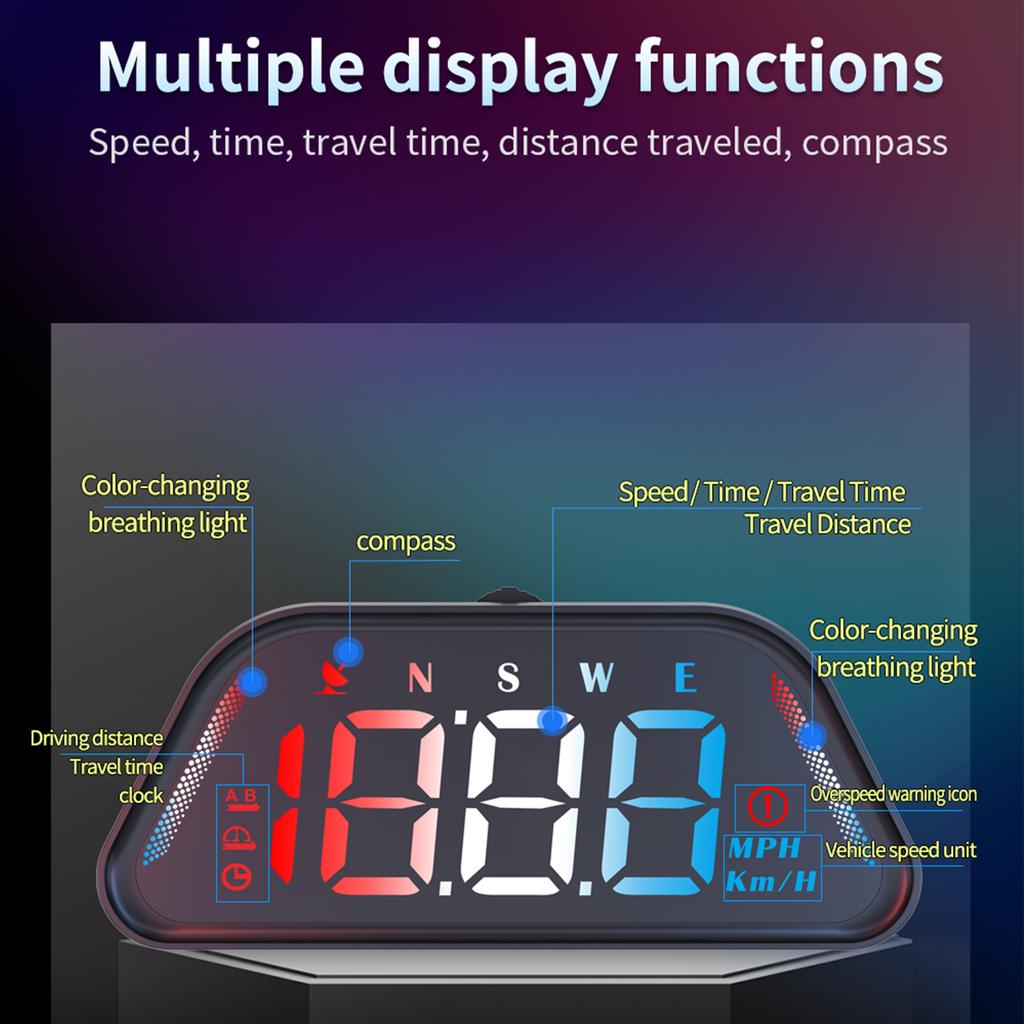 Цифровой спидометр, Универсальный Heads Up Display (HUD) для автомобиля KM/H MPH со скоростью, Сигнализация превышения скорости для всех транспортных средств