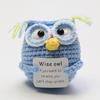 Handmade Knitting Owl Hug Pocket Doll With Card Home Room Decor Kawaii Mini Animal Plush Dolls Home Decoration Christmas Gift
