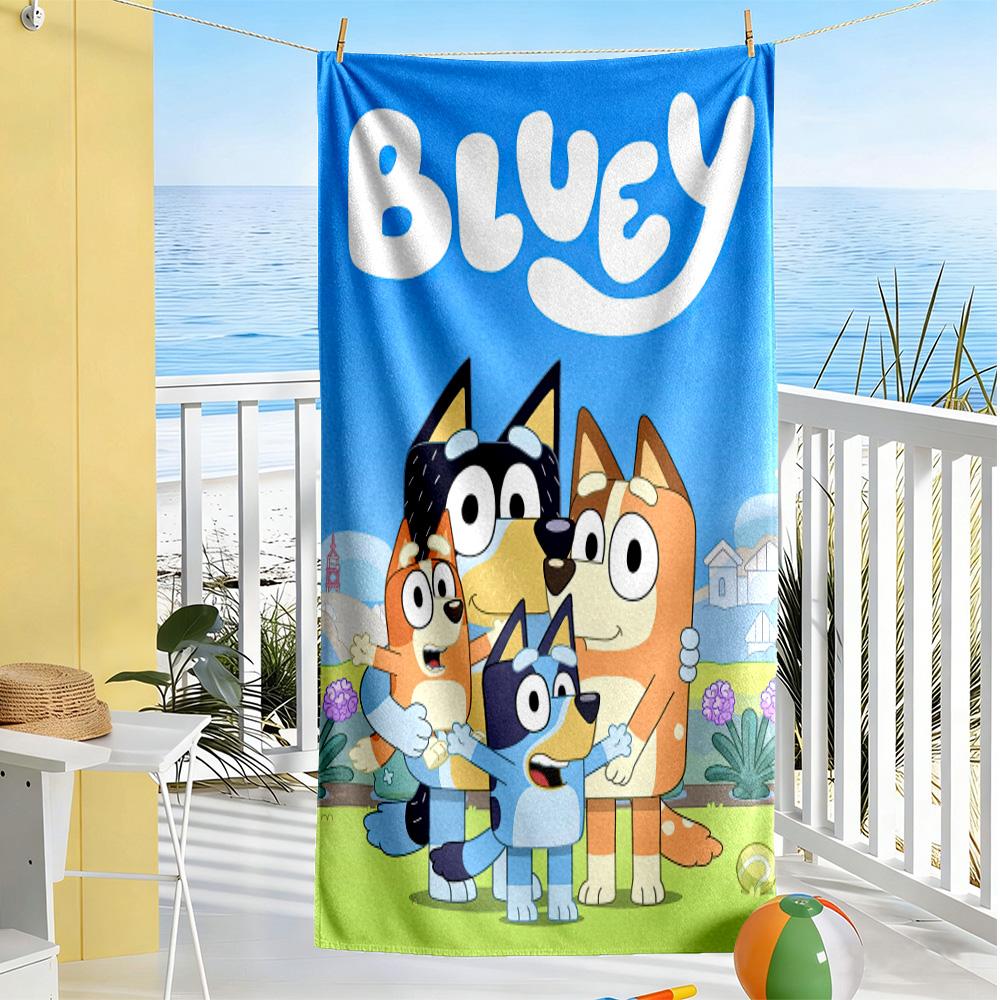 Bluey S Adventure Car Beach Towel Super Soft Microfiber Quickdry Fabric Comfortable Lightweight