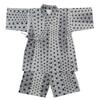Jinbei Set and Made with Japanese Hemp Leaf 130cm Boys' (Top Bottoms) Fabric, 100% Cotton, Pattern, Black,