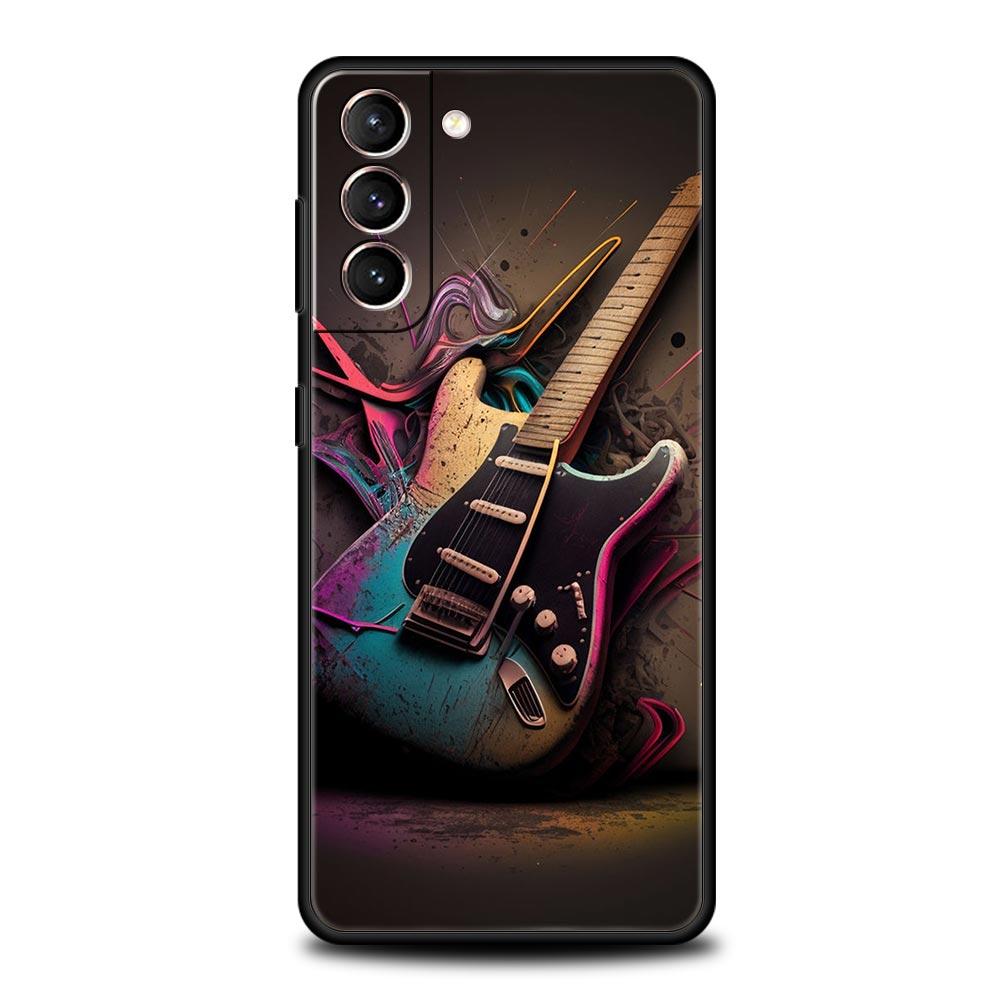Чехол для телефона с изображением гитарной музыки для Samsung Galaxy S26 Ultra S25 Plus S24 FE S23 S22 5G S21 S20 Черный Мягкий