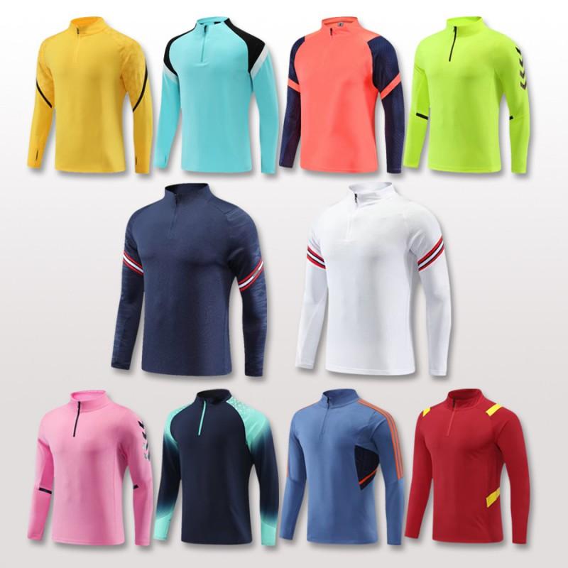 Mens Womens Soccer Training Kit Set Long Sleeve Half-Zip Hoodie Sports Jersey Uniform Breathable Quick-Dry