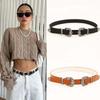 Wide Carved Buckle Belt American Style PU Vintage Waistband Fashion Double Buckle Waist Belt  Women