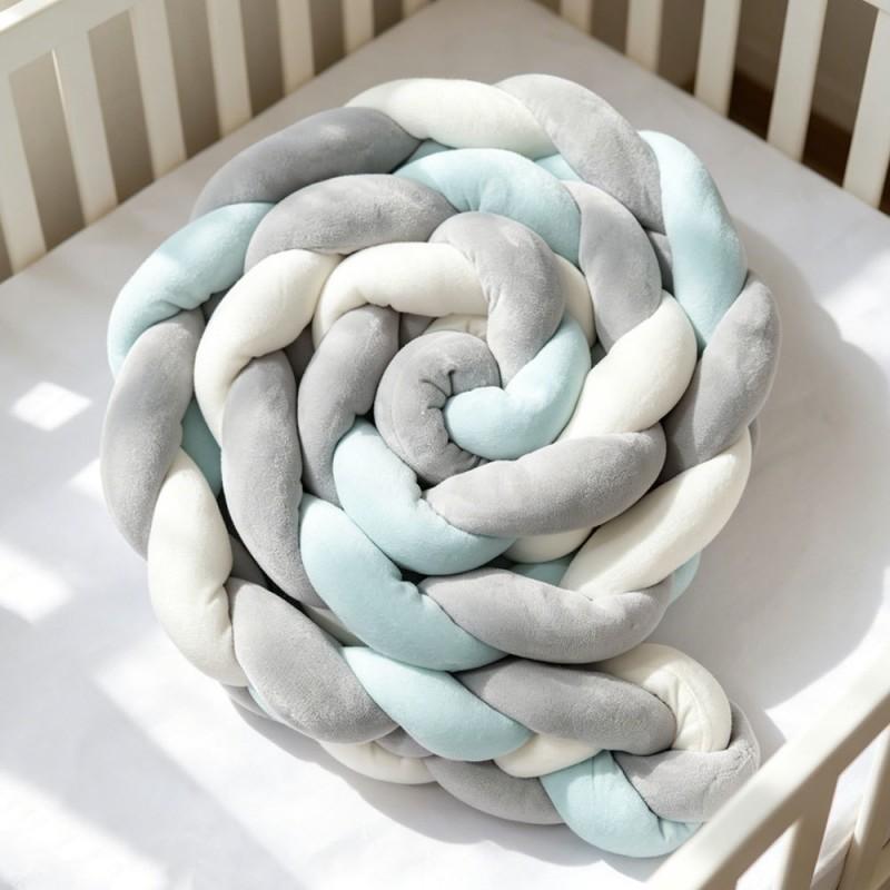 Knitted Braided Safety Pillow Bumper Toddler Bed Rail Soft Cotton Fill 1-4M Length Modern Minimalist Design