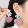 Сексуальные Милые Розовые Леопардовый Принт Сердцевидные Акриловые Подвески Серьги-подвески для Женщин Рождественские Дизайнерские Украшения