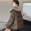 Женское хлопковое пальто с большим воротником, зимнее короткое теплое пальто-парка, хлопковый костюм-пуховик
