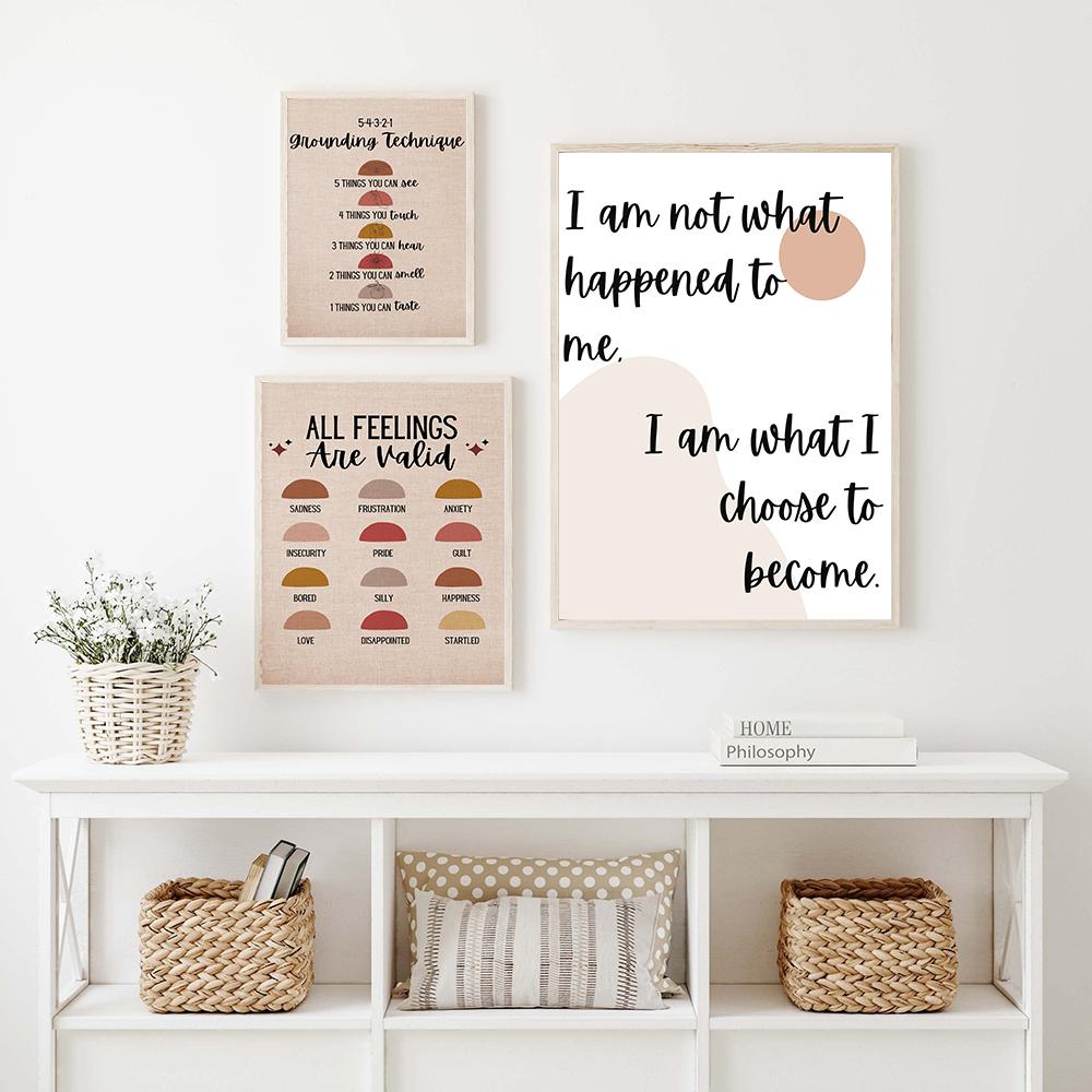 Boho Retro Quote Office Wall Art Therapy Poster Print Motivational Text Canvas Painting Psychology Mural Living Room Decoration