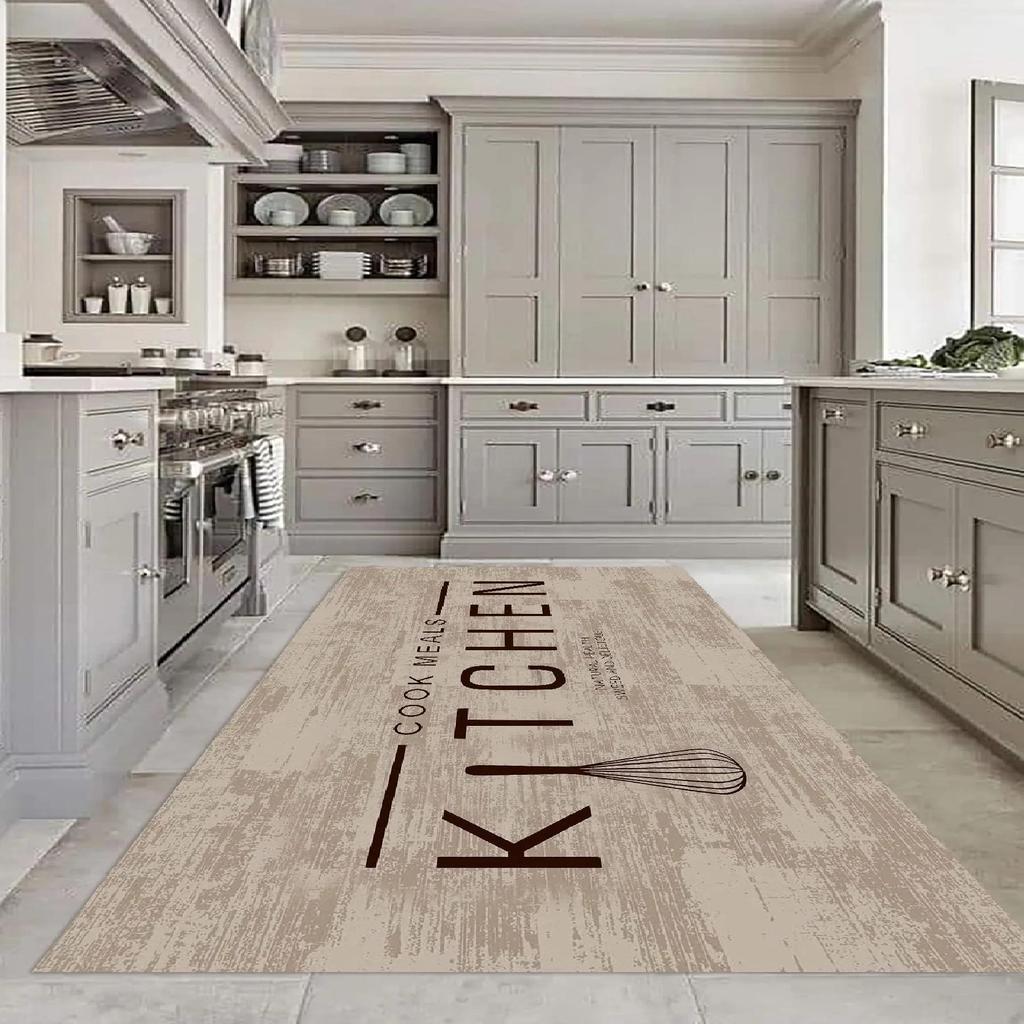 EPeddler Home Modern Kitchen Written Pattern Digital Printing Washable Non-Slip Leather Base New Generation Kitchen, Dining Room Carpet and Runner