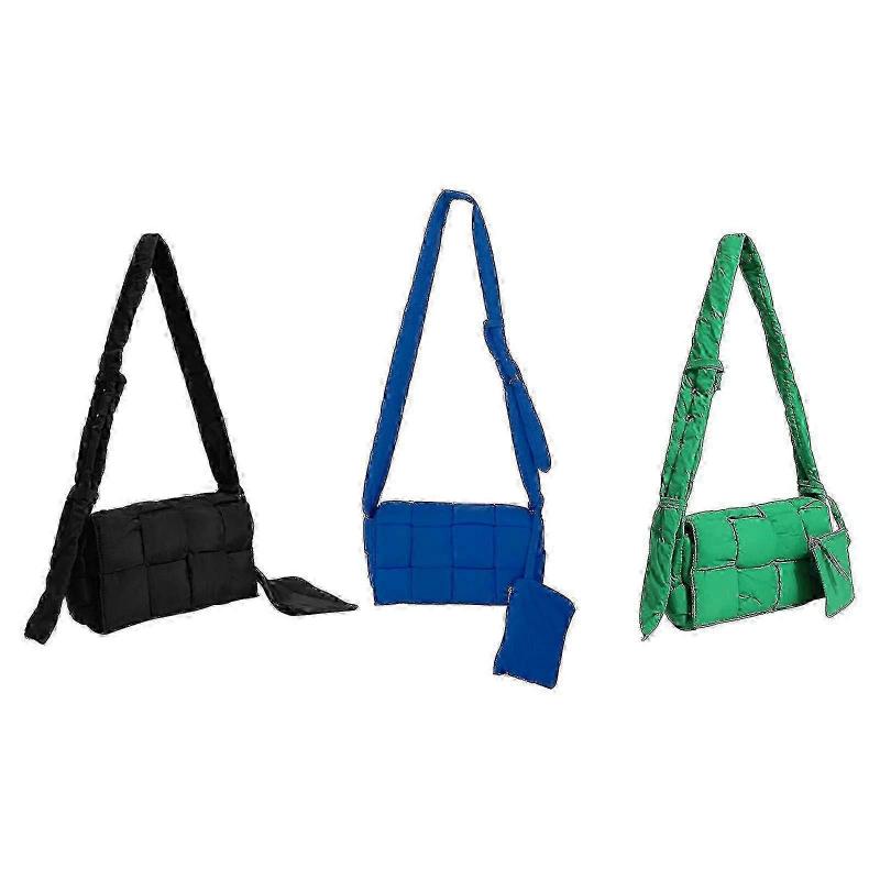 Padded Woven Cotton Crossbody Bag
