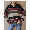 Women Loose Striped Long Sleeve Crew Neck Knit Sweater Autumn Winter