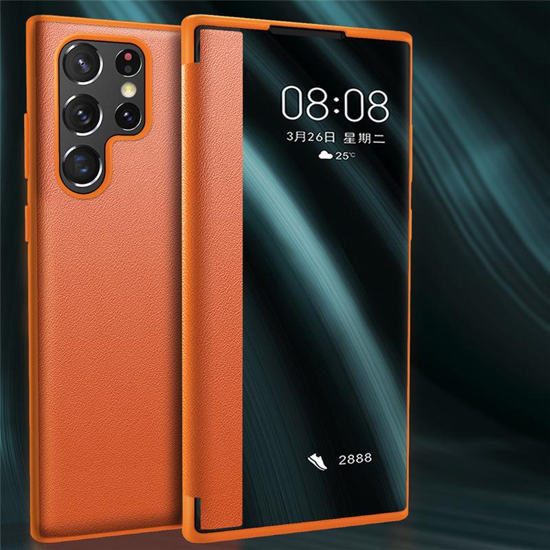 Кожаный флип-чехол Samrt для Samsung Galaxy S23 Ultra S22 S21 S20 Note 20 Ultra Plus S23Ultra S23 + видимый роскошный чехол для телефона