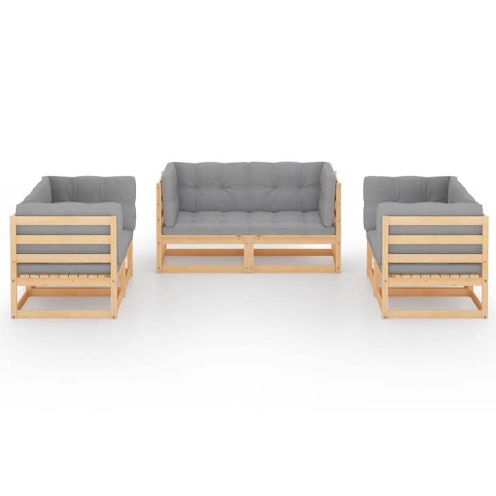 Maison Exclusive - Salon de jardin 6 pcs avec coussins Bois de pin massif
