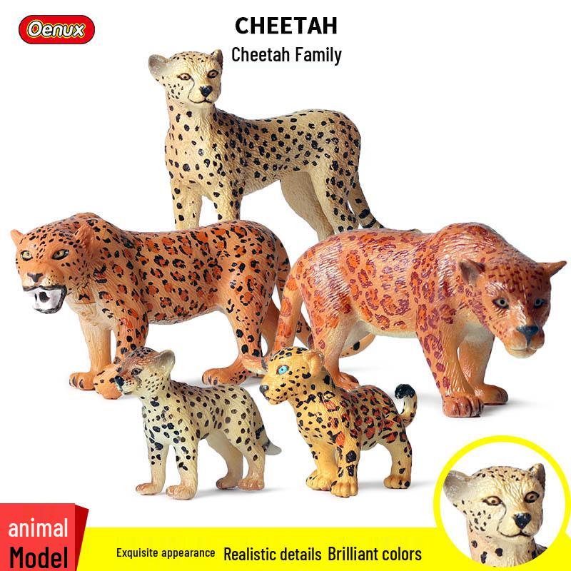 Kids' Wild Animal Model Toys: Leopard, Cheetah, Jaguar, Black Panther, Snow Leopard Figurines.