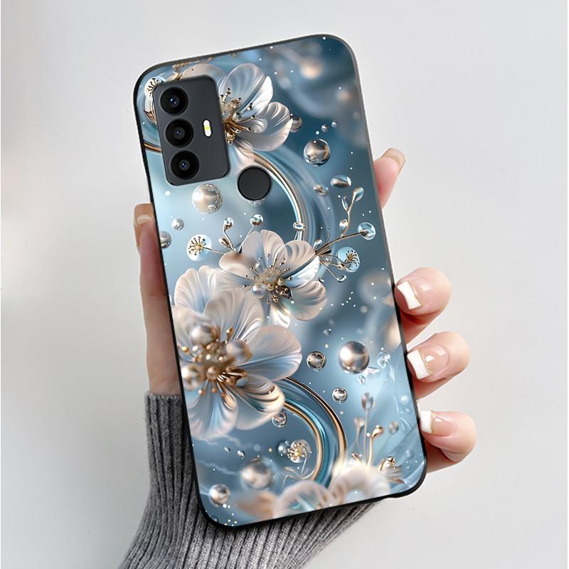 Для TCL 30 SE 30E 306 305 Чехол 6165D 6102H 6102A 6102D Чехол для телефона Модный Черный Мягкий Силиконовый Корпус Бампер с Бабочками и Цветами