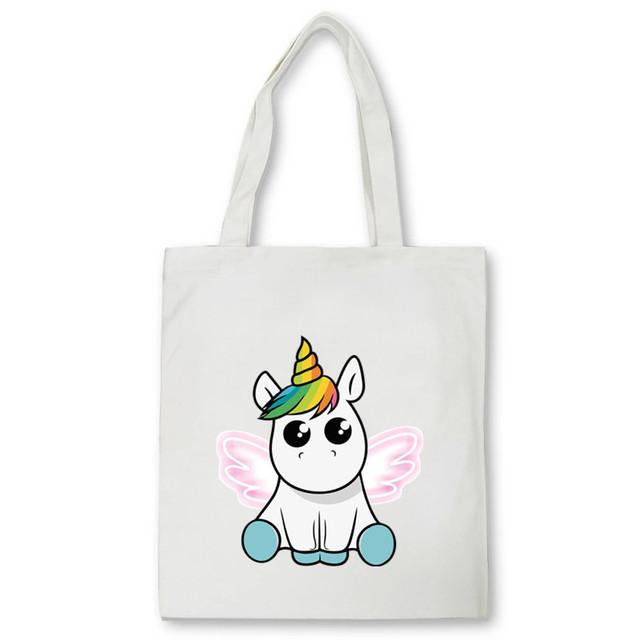 Dabbing Unicorn Panda Anime Shopper Bag Teenage Students Reusable Canvas Bag Handbag Bag Women's Shoulder Tote Bag Bolsas