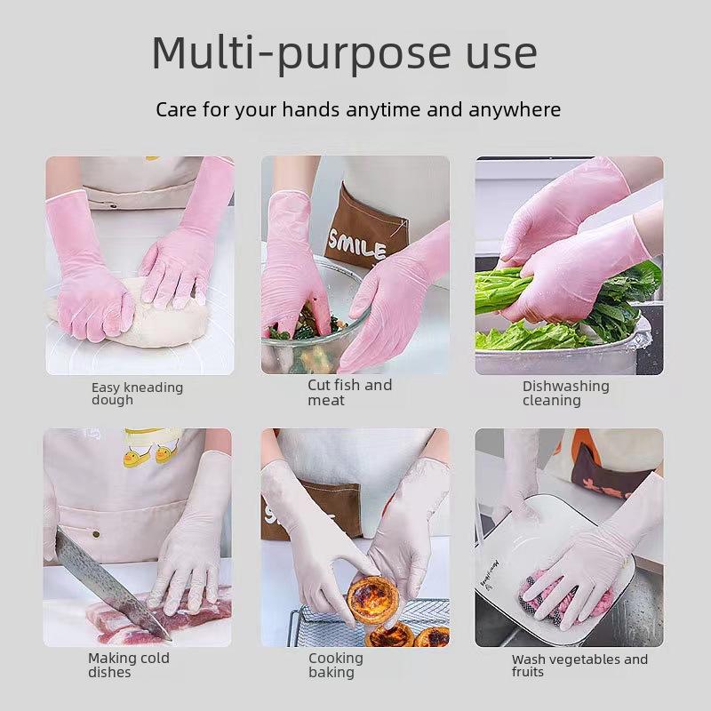 Durable Nitrile Dishwashing Gloves for Women - Food Grade, Thickened, Ideal for Kitchen & Housework Cleaning