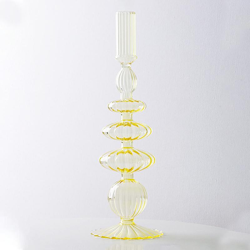 Полосатый многокольцевой подсвечник, водная стеклянная ваза, красочный прозрачный подсвечник
