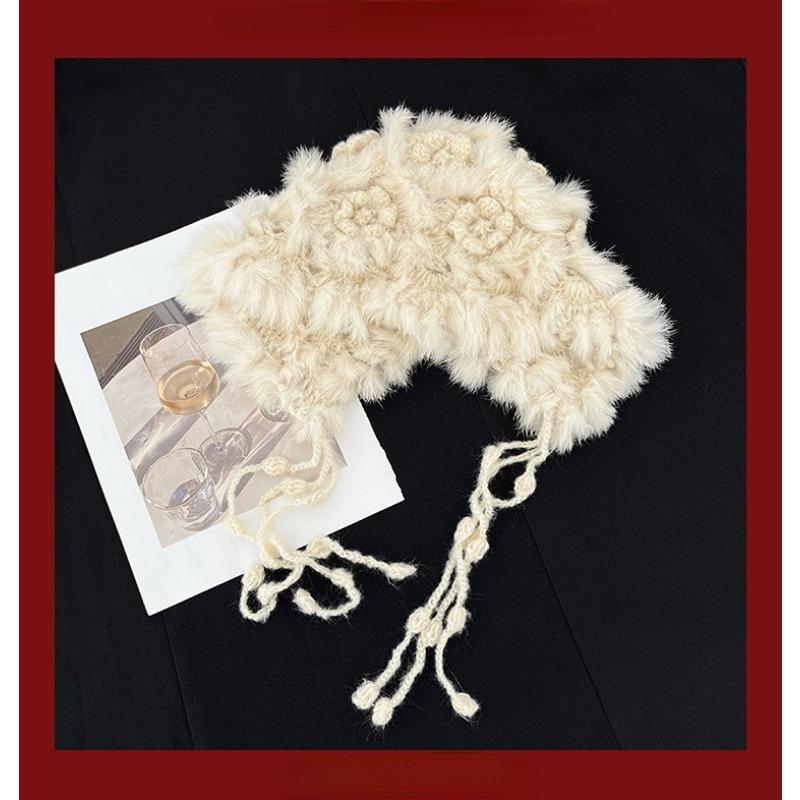 Women S Faux Rabbit Fur Knitted Tassel Beanie Warm For Autumn Winter
