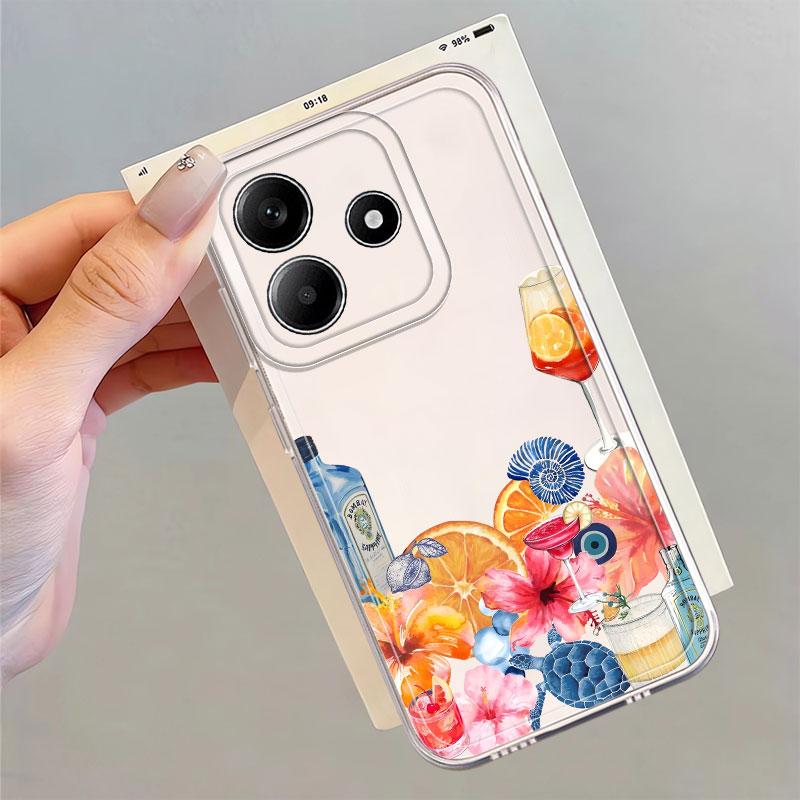 Чехол для Xiaomi Redmi Note 14 Pro Plus 14C 11 9 10 Note 13 10S 11S A4 12 13C 12S Мягкая крышка для телефона Фрукты Цветы