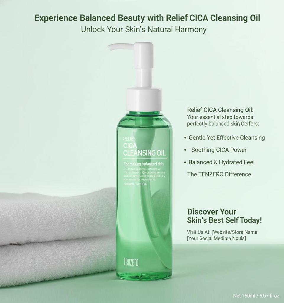 TENZERO Очищающее масло Relief Cica 150 мл