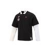 Team Badge Polo Long Sleeve Logo Print Mock Layered Polo Shirt Men Tops Black 677381-01