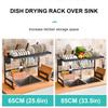 65/85CM 2 Tier Kitchen Dish Drying Rack Over Sink Stainless Steel Dish Drainer Organizer Drying Rack