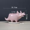 Creative Triangle Dinosaur Succulent Flower Pot Indoor Desktop White Ceramic Flower Pot With Tray