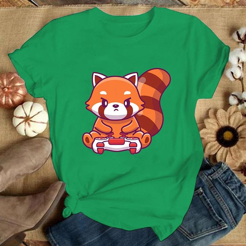 (Премиум-футболка)Футболка Red Panda Games Женская Мода Харадзюку Футболка Лето Прохладный Короткий Рукав Хип-Хоп Топ Футболка